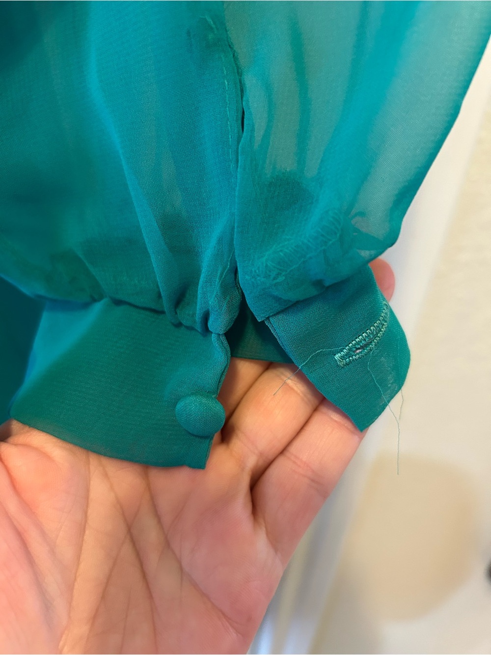 Vincenti Vintage Teal Ruffled Dress with Belt 1960’s-1970’s - Picture 5 of 7